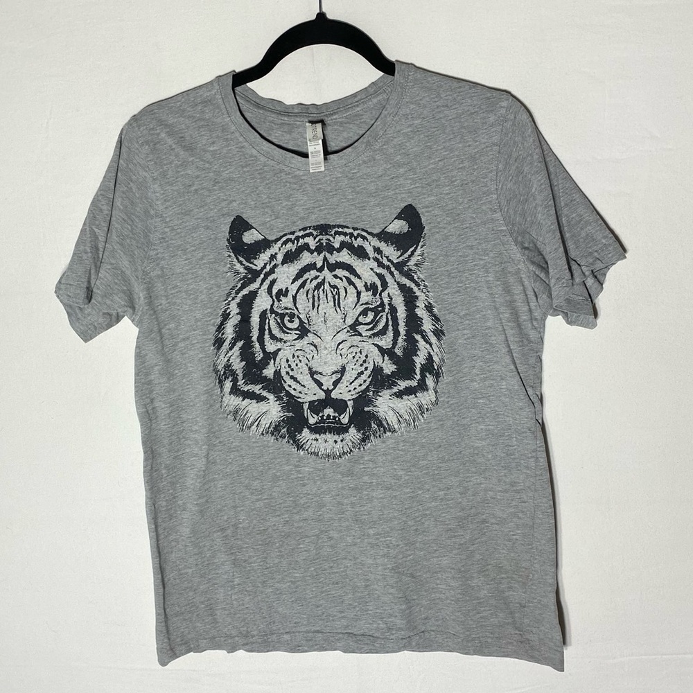 Protrend Grey Tiger Head Graphic Tee Crew Neck T Shirt L